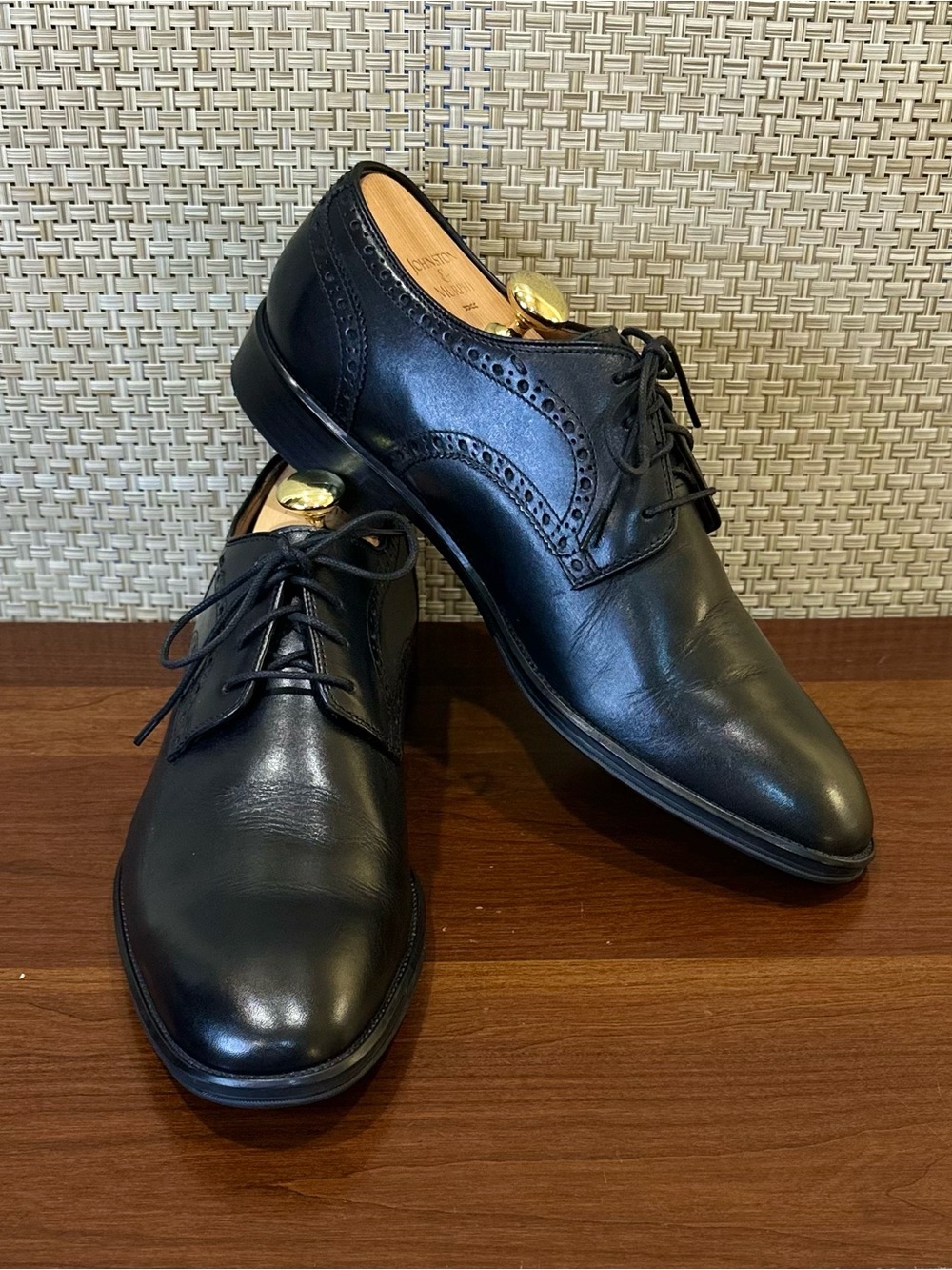 Johnston & Murphy Henrick Black Leather Dress Derby's Size 11.5 M